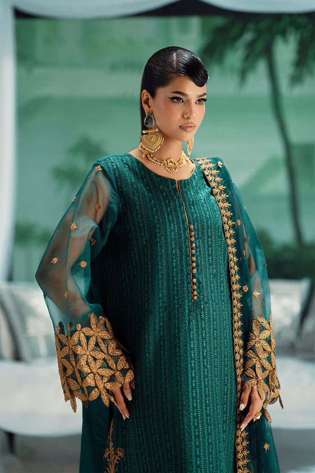 Green Embroidered Organza Ensemble Pakistani Designer Dress