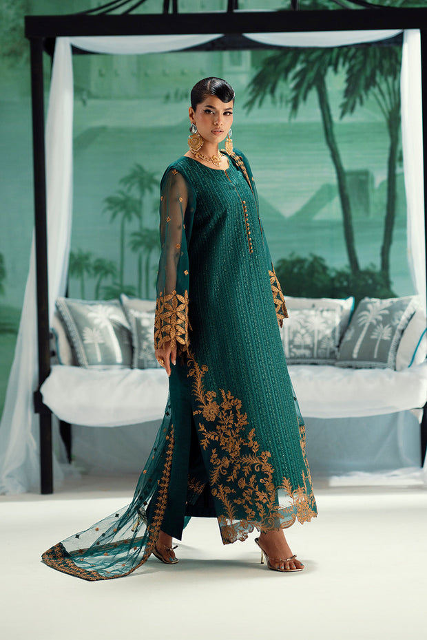 Green Embroidered Organza Ensemble Pakistani Designer Dress