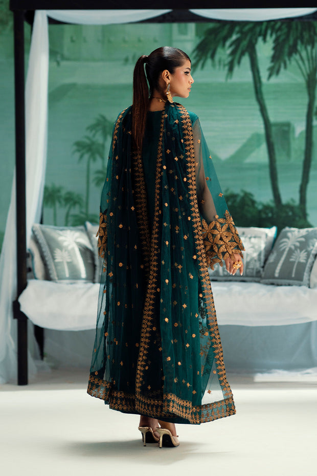 Green Embroidered Organza Ensemble Pakistani Designer Dress