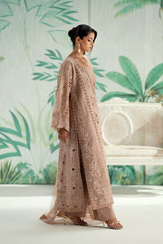 Beige Embroidered Organza Ensemble Pakistani Designer Dress