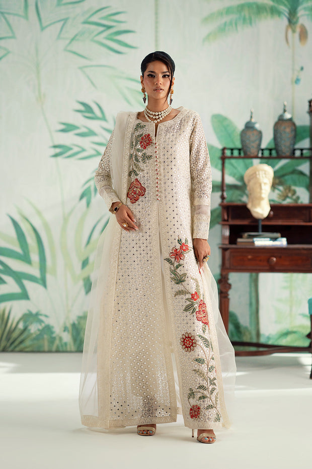 White Embroidered Organza Ensemble Pakistani Party Dress