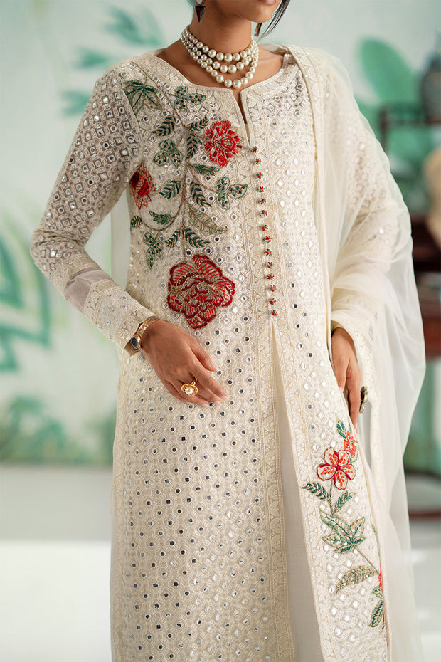 White Embroidered Organza Ensemble Pakistani Party Dress