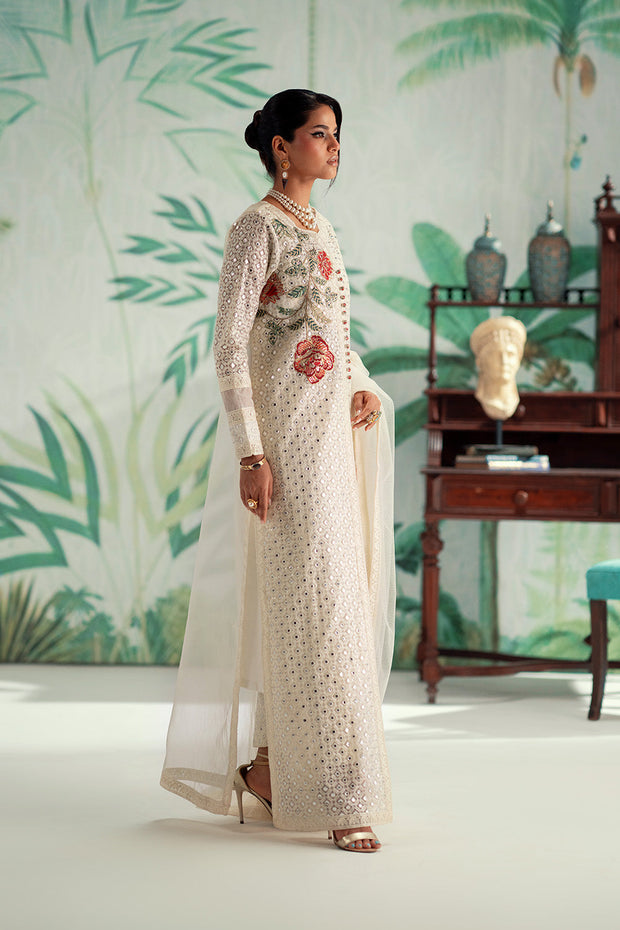 White Embroidered Organza Ensemble Pakistani Party Dress