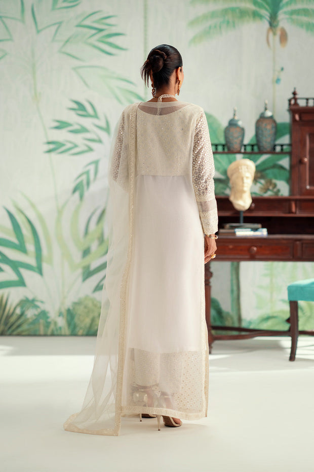White Embroidered Organza Ensemble Pakistani Party Dress