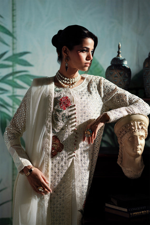 White Embroidered Organza Ensemble Pakistani Party Dress