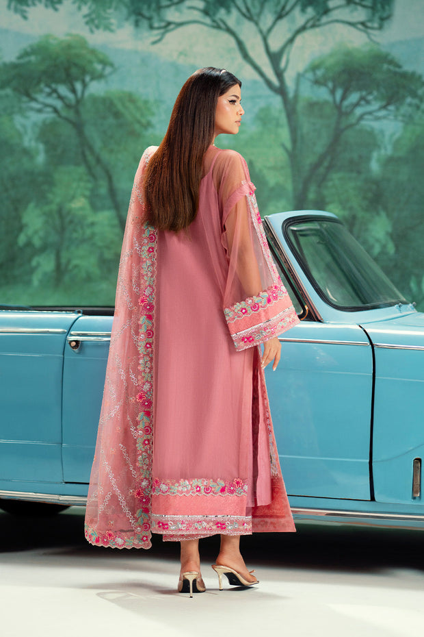 Sea Green Embroidered Net Ensemble Pakistani Dress