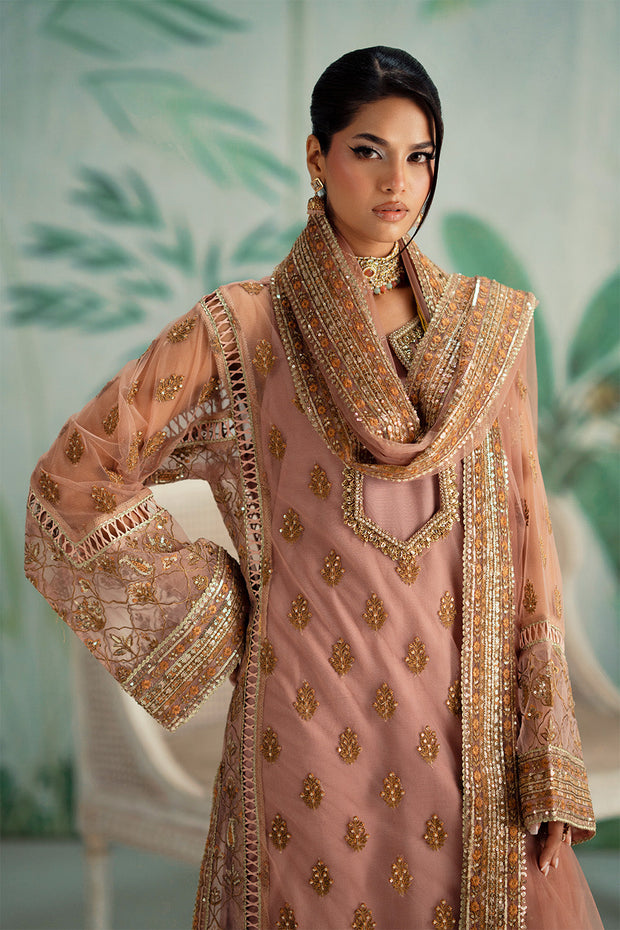 Gold Embroidered Organza Ensemble Pakistani Party Dress