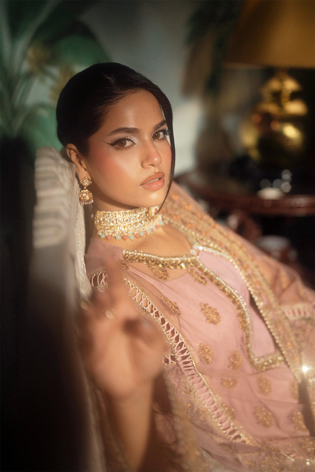 Gold Embroidered Organza Ensemble Pakistani Party Dress
