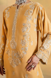 Gold Embroidered Velvet Ensemble With Dupatta Pakistani