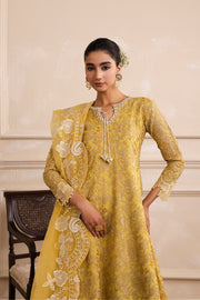 Mustard Embroidered Ensemble With Dupatta Pakistani Designer