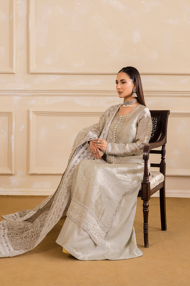 Beige Digitally Printed Ensemble Pakistani Designer Dress