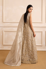 Toffee A-Line Embroidered Gown