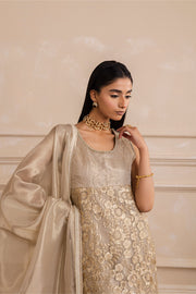 Toffee A-Line Embroidered Gown