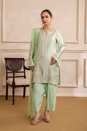 Grey Embroidered Ensemble With Dupatta Pakistani Designer Dress