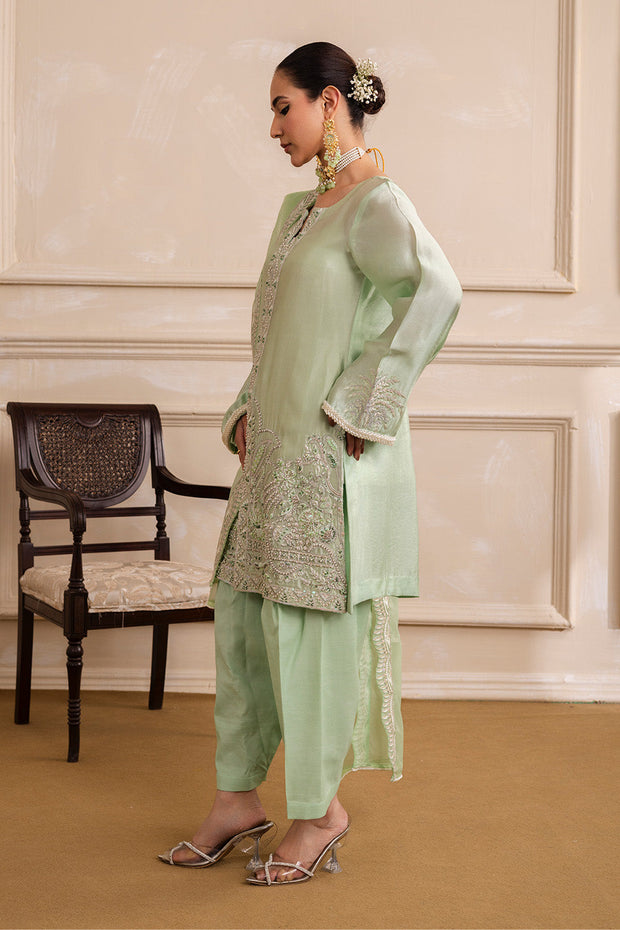 Grey Embroidered Ensemble With Dupatta Pakistani Designer Dress