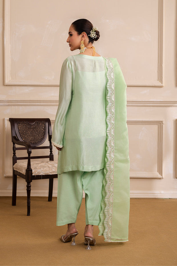 Grey Embroidered Ensemble With Dupatta Pakistani Designer Dress