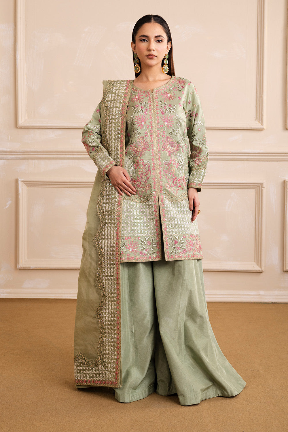 Grey Embroidered Ensemble Pakistani Dress
