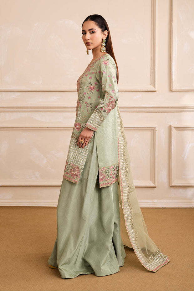 Grey Embroidered Ensemble Pakistani Dress