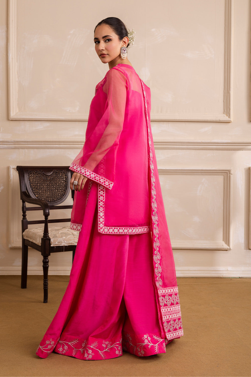 Beige Embroidered Ensemble Pakistani Party Dress