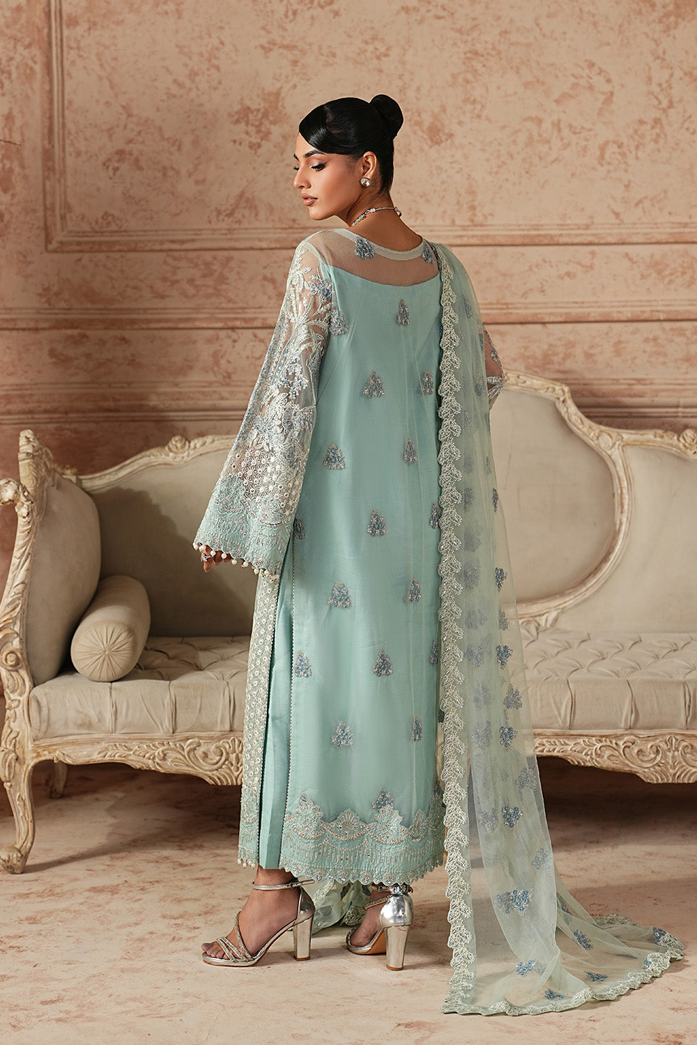 Elegant Net Embroidered Pakistani Eid Dress