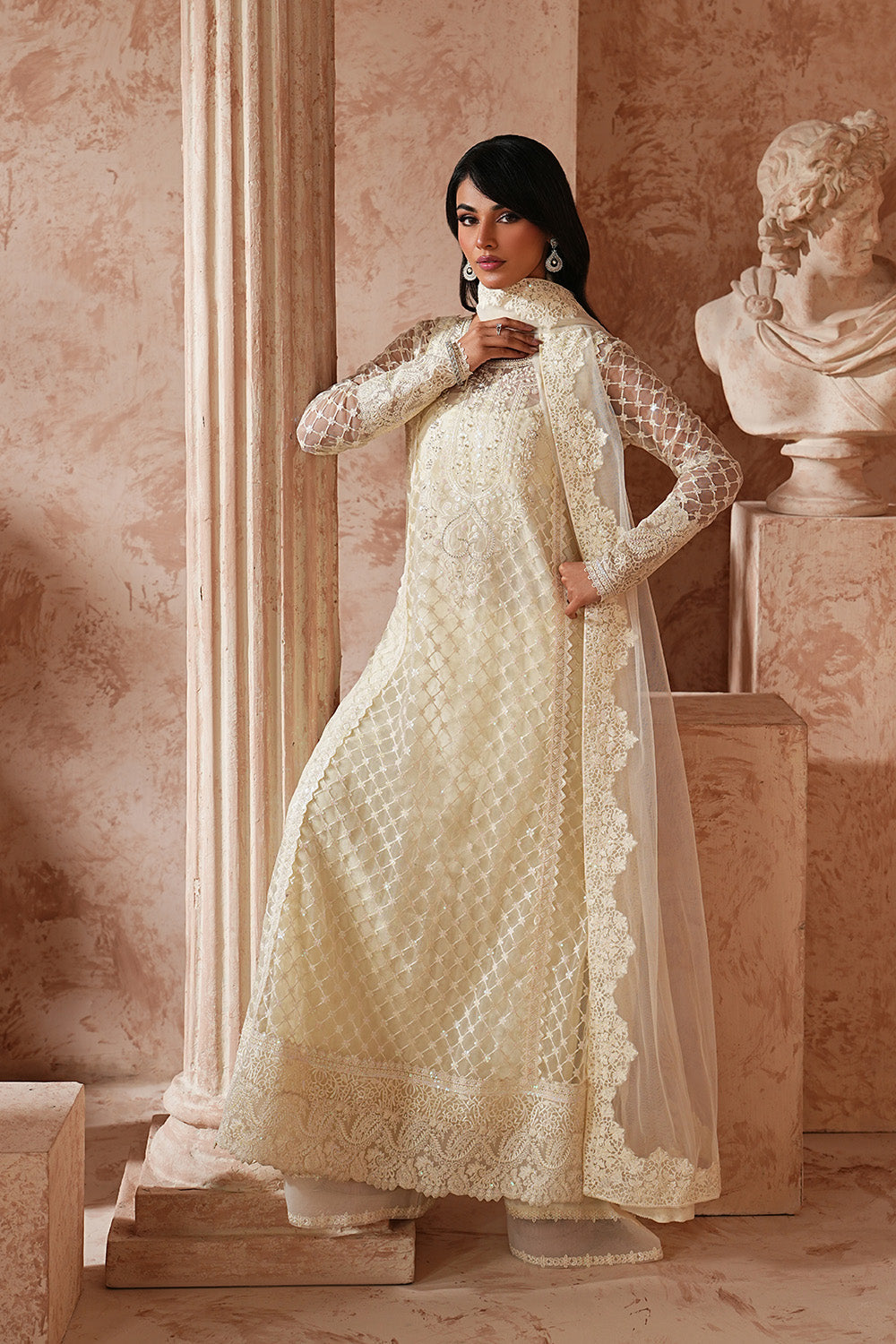 Elegant Organza Embroidered Eid Suit With Dupatta