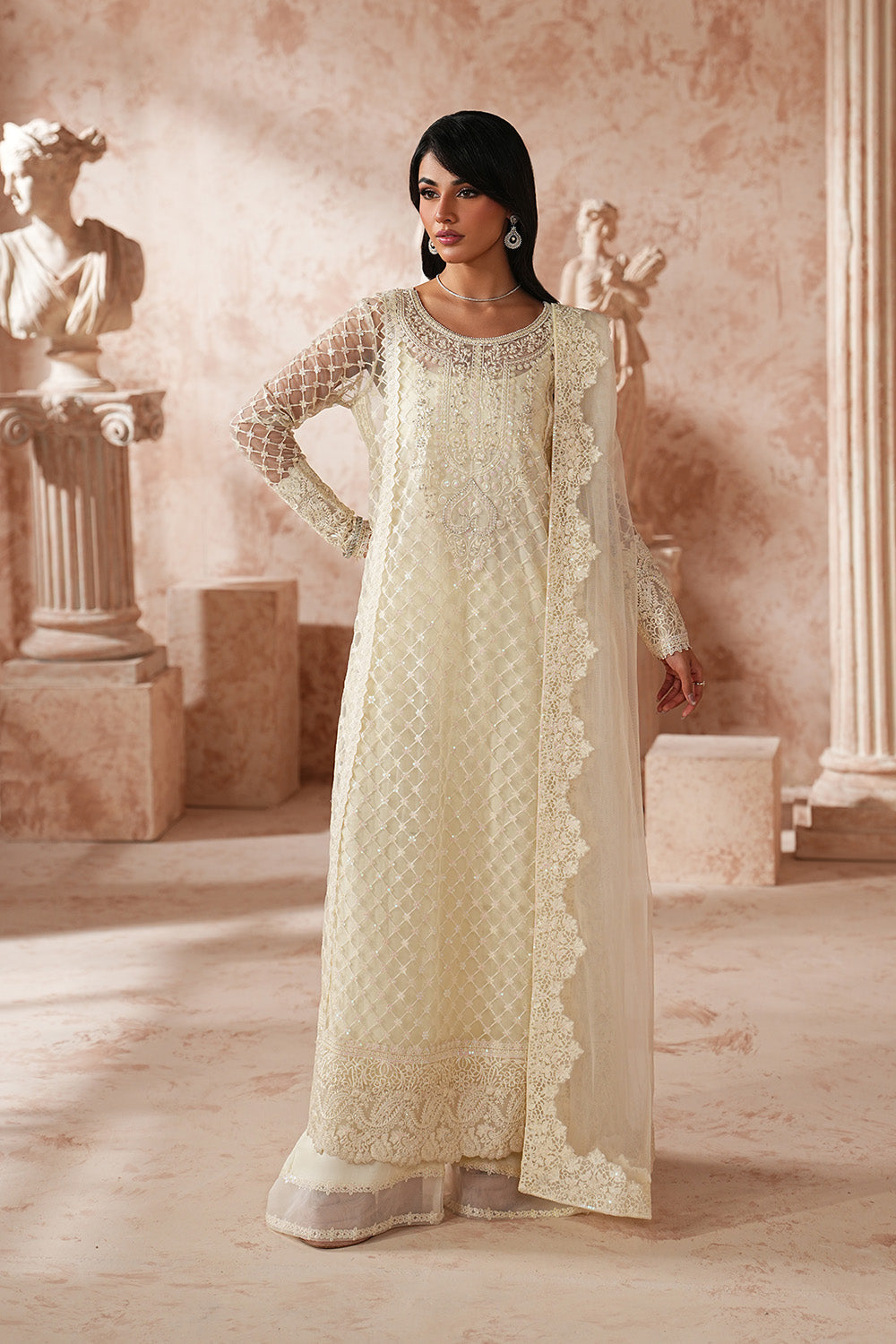 Elegant Organza Embroidered Eid Suit With Dupatta