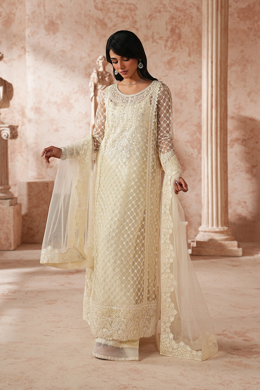 Elegant Organza Embroidered Eid Suit With Dupatta