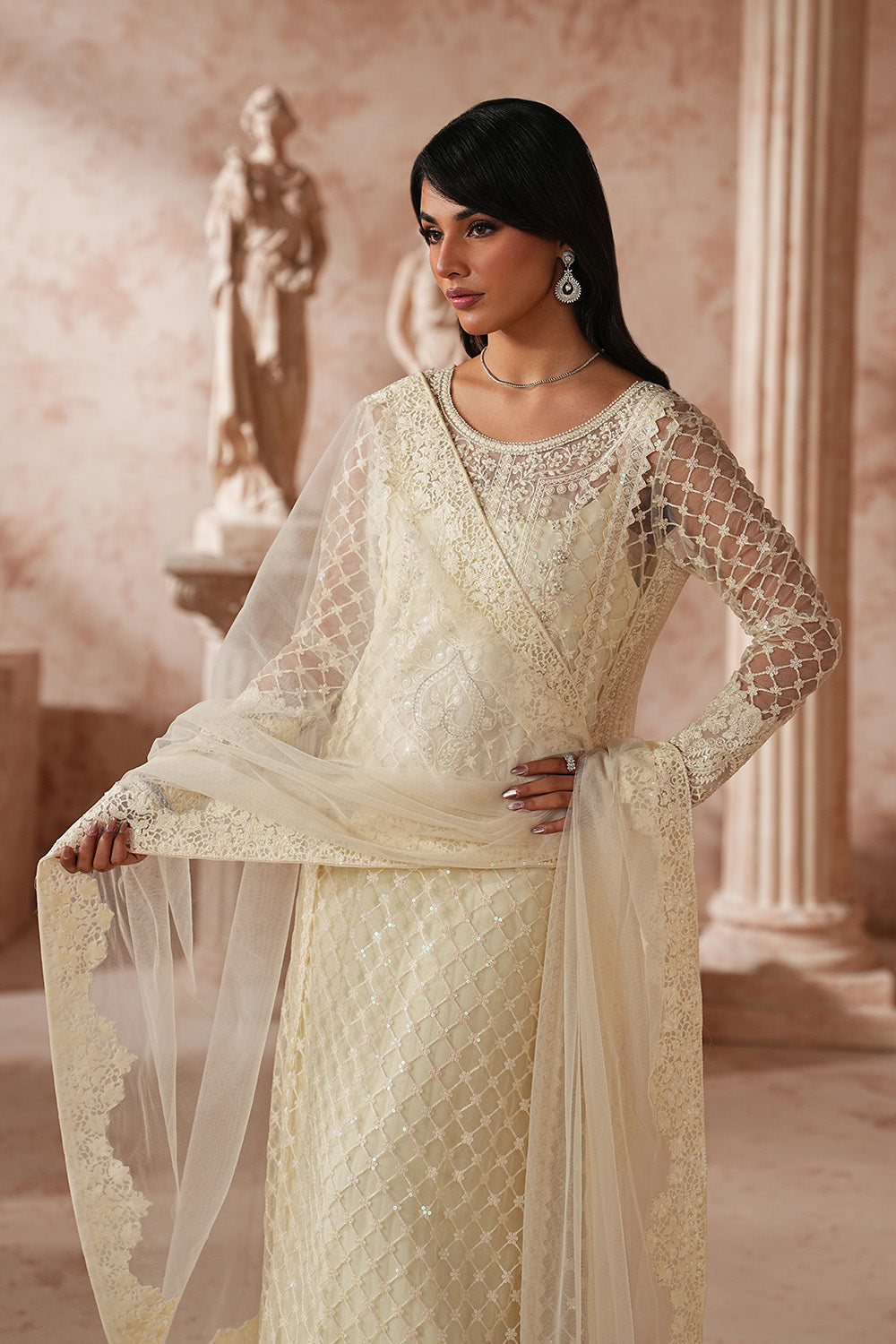 Elegant Organza Embroidered Eid Suit With Dupatta