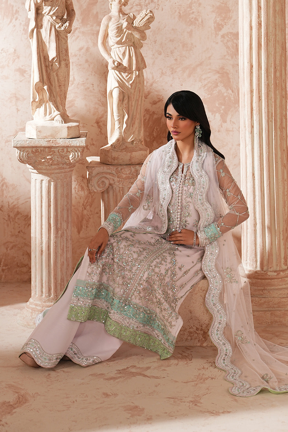 Elegant Net Eid Dress With Flared Trouser
