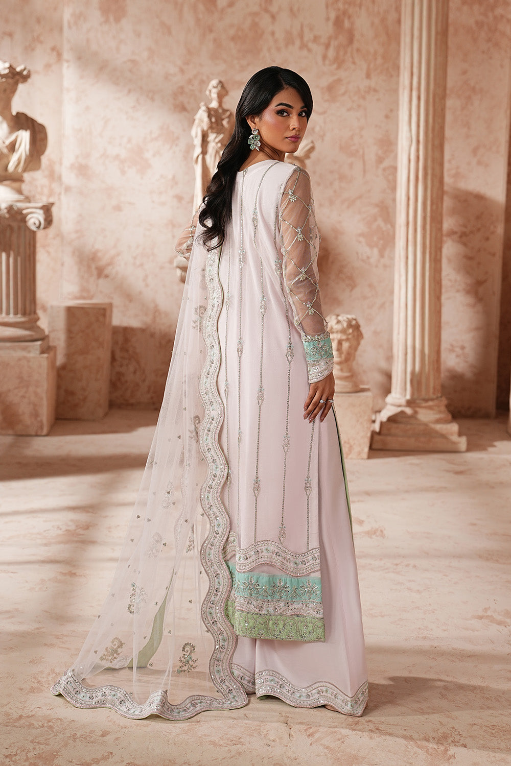 Elegant Net Eid Dress With Flared Trouser