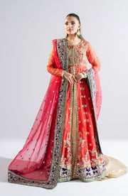 Olive Green Embroidered Organza Ensemble Pakistani Dress