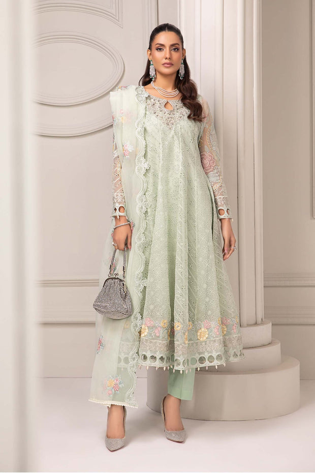 Maria B Luxury Formal Light Green Embroidered Pakistani Party Dress Ready To Wear / LARGE Maria B Luxury Formal Light Green Embroidered Pakistani Party Dress Ready To Wear / LARGE