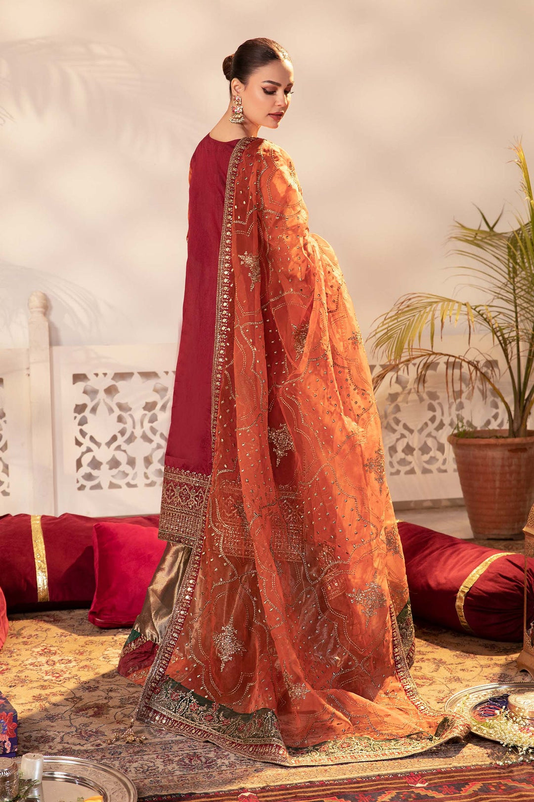 Maria B Pakistani Party Dress in Kameez Gharara Style