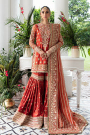 Maroon Heavily Embellished Pakistani Party Dress Sharara Kameez