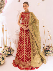 Maroon Heavily Embellished Pishwas Style Pakistani Wedding Dress