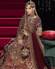 Maroon Long Kameez Lehenga Pakistani Bridal Dresses 2023