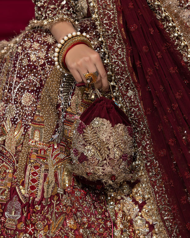 Maroon Long Kameez Lehenga 