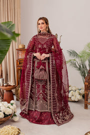 Maroon Red Embroidered Pakistani Wedding Dress Long Frock Lehenga