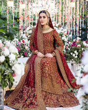 Maroon Red Kameez Lehenga for Pakistani Bridal Dress 2023