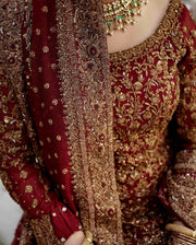 Maroon Red Kameez Lehenga for Pakistani Bridal Dress