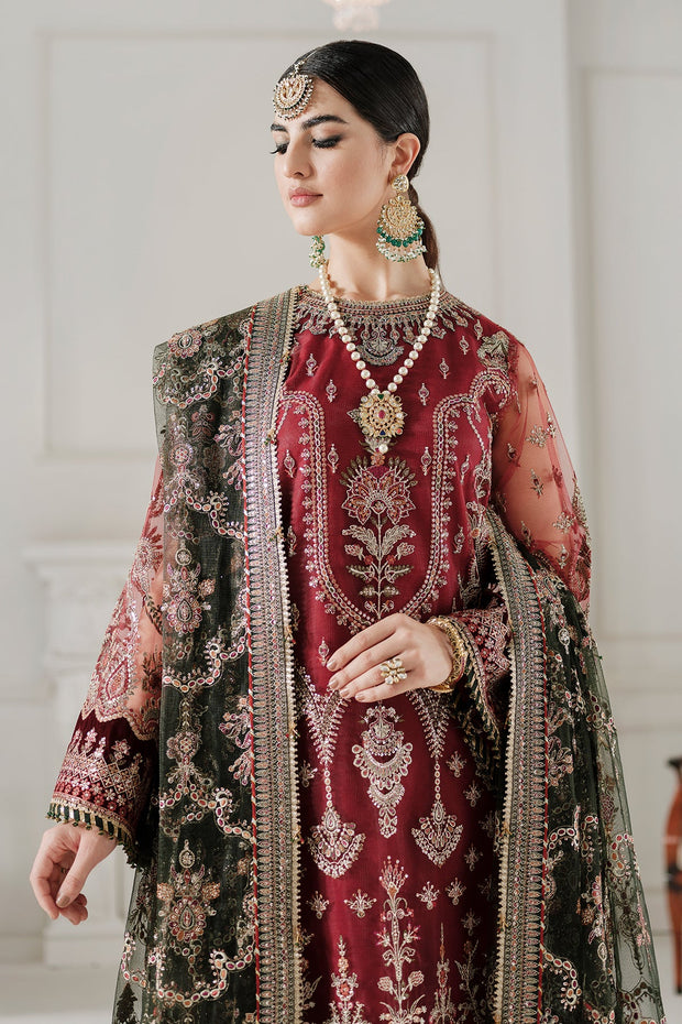 Maroon Red Kameez Trouser Style Pakistani Wedding Dress Online