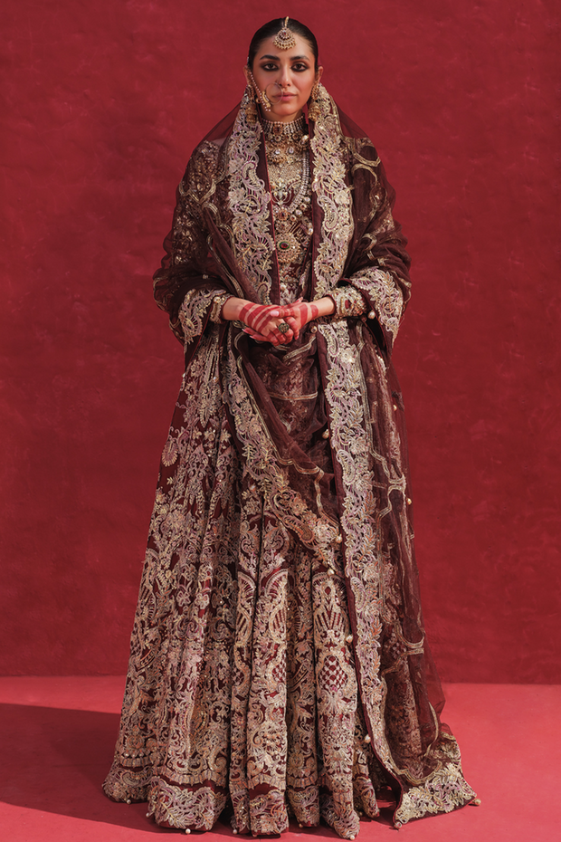 Maroon Zinc Lehenga Shirt for Pakistani Bridal Dresses