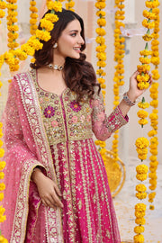 Mehndi Dress in Open Pishwas Frock and Lehenga Style Online