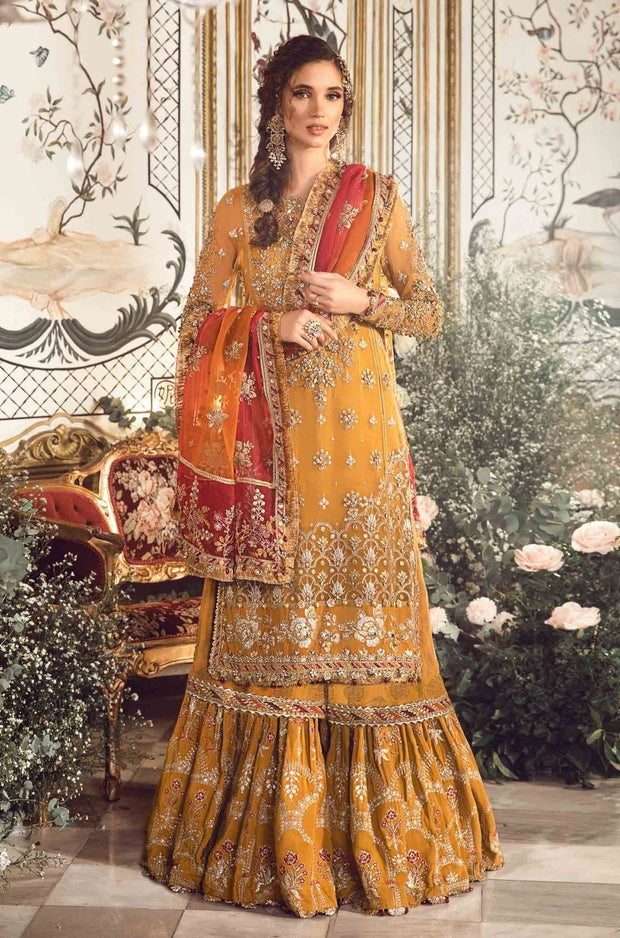 Mehndi Dress in Pakistani Bridal Gharara Kameez Style