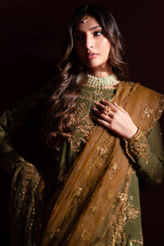 Mehndi Green Embroidered Pakistani Salwar Kameez Farshi Gharara