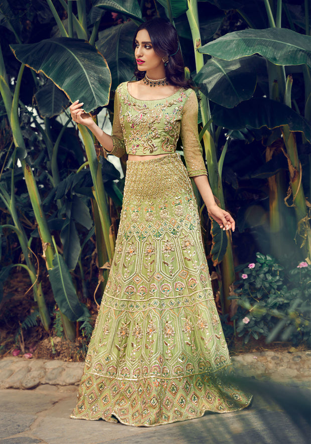 Elegant Pakistani Designer Bridal Dress in Rich Red Silk