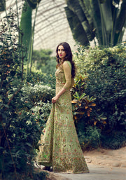 Elegant Pakistani Designer Bridal Dress in Rich Red Silk