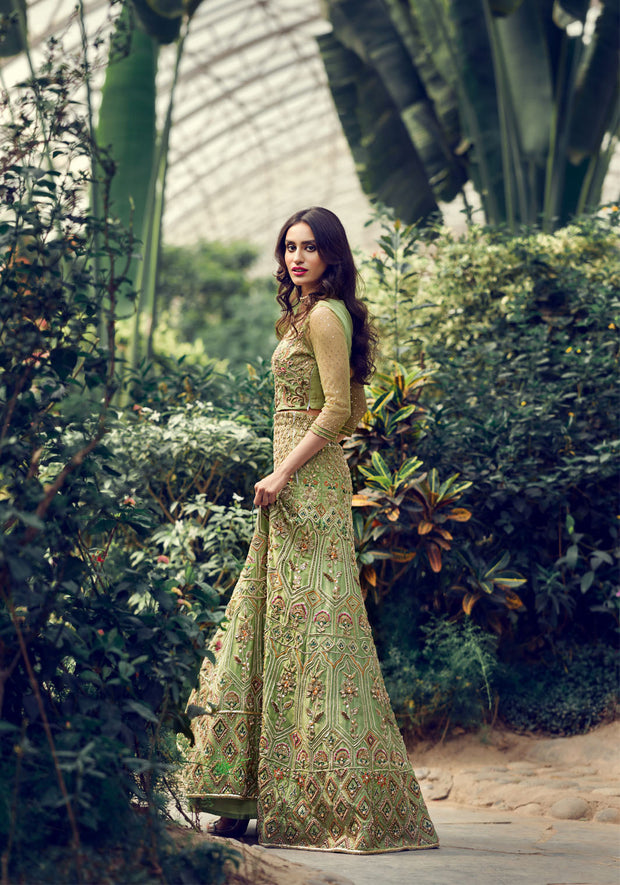 Elegant Pakistani Designer Bridal Dress in Rich Red Silk