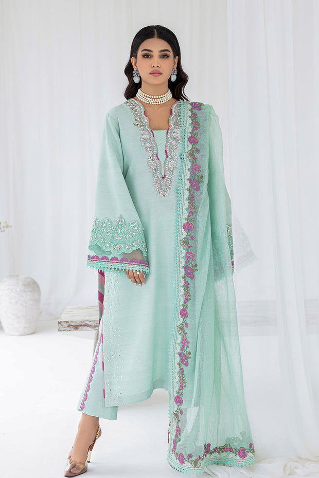 Mint Aqua Pakistani Salwar Suit with Embroidered Salwar Kameez Dupatta