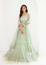 Mint Green Embroidered Huge Flare Pishwas Pakistani Wedding Dress